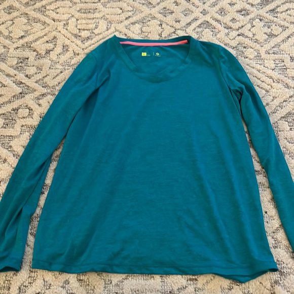 Teal Long Sleeve Workout Top - Picture 3 of 8